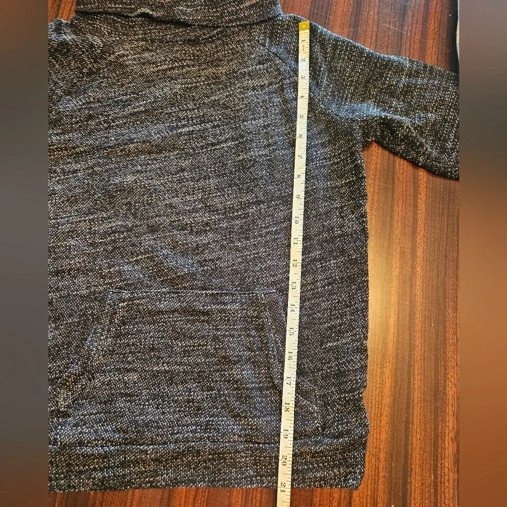 GAP Fit Cotton Blend Black Marled Roll Neck Cropped Sweatshirt Sz XS EUC